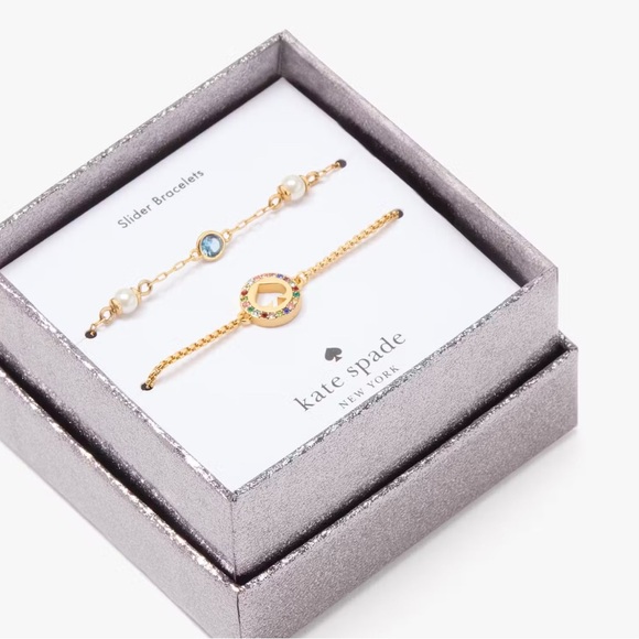 New Kate Spade Spot the Spade TWO slider bracelets boxed set - Picture 4 of 4